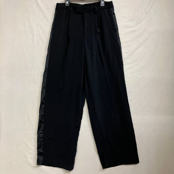 A New Day Women's Size 6 Black High-Rise Satin Side Striped Straight Trouser - Picture 4 of 14